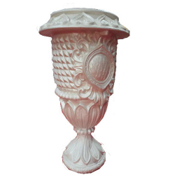 3.6 FT - Artificial Fancy Fiber Glass Flower Pot - Fiber Kundi - White Color
