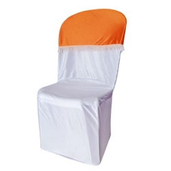 Lycra Cloth Chair Cover with Lycra Cap - Without Handle - For Plastic Chair - Armless - Orange & White Color