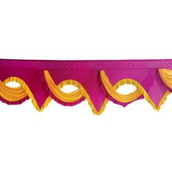 15 FT - Designer Zalar - Scallop Zalar - Kantha - Jhalar - Made of Lycra - Maharani Pink & Yellow Colour