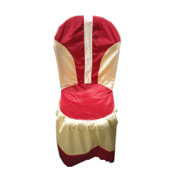 Chair Cover With Piping - Crush Cloth - Red & Golden
