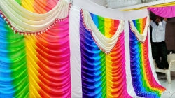 10 FT X 15 FT  Designer Curtain - Parda - Stage Parda - Wedding Curtain - Mandap Parda - Back Ground Curtain - Side Curtain - Made Of 28 Gauge Brite Lycra - Peach Color
