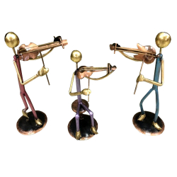 15 Inch X 10 Inch - Pipe Musician - Set Of 3 - Center Table Item - Made Of Metal