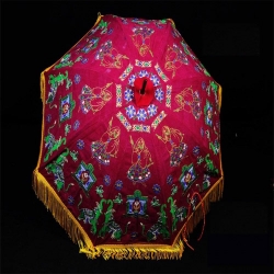 29 Inch - Rajasthani Umbrella Handicraft Walking Stick Umbrella - Multi Color