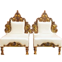 Heavy Metal Premium Jaipuri Chair - Vidhi Mandap Chair - Chair Set - Made Of Metal & Wooden - 1 Pair ( 2 Chair )