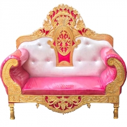 White & Pink Color - Regular - Couches - Sofa - Wedding Sofa - Maharaja Sofa - Wedding Couches - Made Of Wooden & Metal