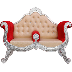 Red & Peach Color - Heavy - Premium - Couches - Sofa - Wedding Sofa - Maharaja Sofa - Wedding Couches - Made Of Wooden & Metal