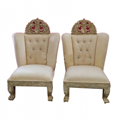 Off White Color - Udaipur - Heavy - Premium - Mandap Chair - Wedding Chair - Varmala Chair Set - Chair Set - Made of Wooden & Metal - 1 Pair ( 2 Chair )
