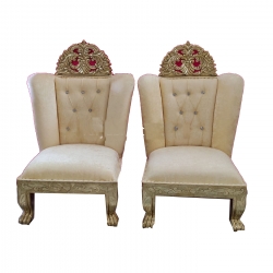 Vidhi-Mandap Chair -1 Pair (2 Chairs) - Made of Wood & Brass Coating