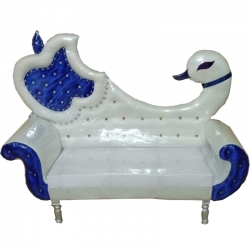 White & Blue Color - Regular - Couches - Sofa - Wedding Sofa - Maharaja Sofa - Wedding Couches - Made Of Wooden & Metal.