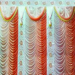 10 Ft X 20 Ft - Designer Curtain - Parda - Stage Parda - Wedding Curtain - Mandap Parda - Background Curtain - Side Curtain - Made Of Bright Lycra - Multi Color - Shaded Peach + White - Festoon