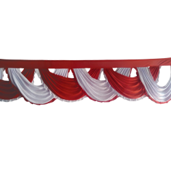 18 FT - Designer Jhalar - Scallop Jhalar - Chain Scallop Jhalar - Kantha - Jhalar - Made Of Lycra - Red & White Color