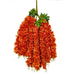 Height - 42 Inch - Hydrengea Wisteriya - Latkan - Flower Decoration - Artificial Latkan - Plastic Latkan - AF 1032 - 744 - Orange Color - 1 Packet ( 12 Pieces )
