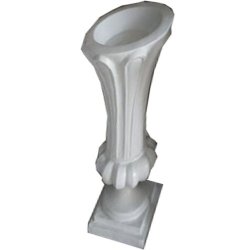 2.6 FT - Artificial Fancy Fiber Glass Flower Pot - Fiber Kundi - White Color