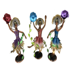 Wire Leaf Doll - Set Of 3 - Center Table Item - Multi Color - Made Of Metal