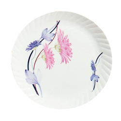 11.5 Inch - 145 Gm - Dinner Plates - Made Of Food-Grade Regular Plastic Material - Leher Round Shape - Printed Plate.
