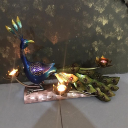 14 Inch - Sitting Peacock Candle Light - Decorative - Made Of Metal