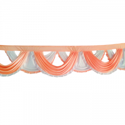 Designer Zalar - Scallop Zalar - Kantha - Jhalar - Made of Lycra - Peach & White Color (Available size in 10 FT,15 FT,18 FT,30 FT )
