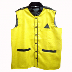 Waiter - Bearer - Bartender Coat Or Vest - Kitchen Uniform Or Apparel For Men - Full-Neckline - Sleeve-less - Made Of Premium Quality Polyester & Cotton - Yellow Color (Available Size 38 , 40 , 42 , 44 , 46 , 48)