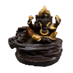 3 X 5 Inch - Backflow Smoke Fountain ganesha Ji - Idol Statue - Brown & Golden Color