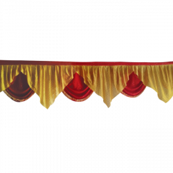 Designer Zalar - Scallop Zalar - Kantha - Jhalar - Made of Lycra - Sona Gold & Red Color (Available size in 10 FT,15 FT,18 FT,30 FT )