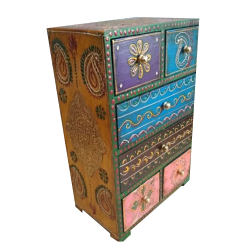 Hand Painted 6 Drawer Box - 11 Inch X 8.5 Inch -  Made Of Wooden