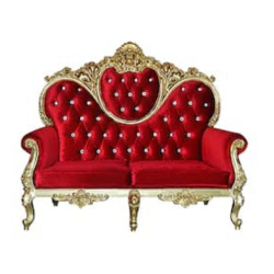 Red & Golden Color - Regular - Couches - Sofa - Wedding Sofa - Maharaja Sofa - Wedding Couches - Made of Mango Wood Jarman Goldan finish