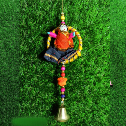 Car Hanging Puppet Rajasthani Puppet - 3 Inch x 10 Inch -  Multi Color