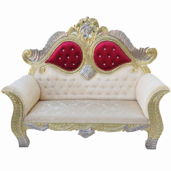 Heavy Wedding Sofa Couches - Made of Wooden & Brass Coating - Cream & Golden Color