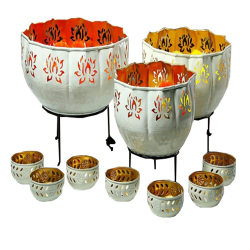 Urli with Bowl - Set of 10 - Made of Metal