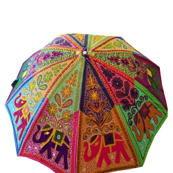 Rajasthani Umbrella Embroidery Work - 7.5 FT- Made Of Iron & Cotton