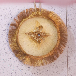 Golden Round Hanging Ring - 10 Inch X 22 - Made Of  Fabric & plastic