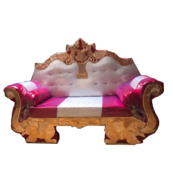 white & pink GoldenColor - Regular - Couches - Sofa - Wedding Sofa - Maharaja Sofa - Wedding Couches - Made Of Wooden & Metal