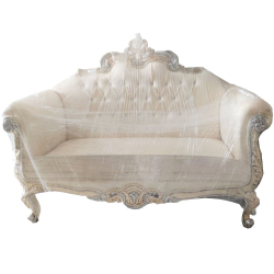 Heavy Wedding Sofa Couches - Made of Wooden & Brass Coating  - Off White Color