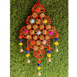 Decorative Jhumar - 10 X 18 Inch - Made of Woolen & Pom-Pom