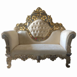 Heavy Wedding Sofa Couches - Made of Wooden & Brass Coating - Cream & Golden Color