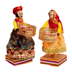 Standing Doll Diya - Multi Color (Pair)