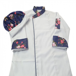 Chef Coat - Full Sleeves - Made of Premium Quality Cotton - Piping Trim & Buttons White Color