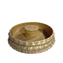 Urli - 4 Inch X 4 Inch - with stool- made with fibre -Golden Color.