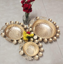 10 Inch X 12 Inch X 14 Inch - Decorative Urli - Indoor & Oudoor Thali - Made of Matel - Golden Color