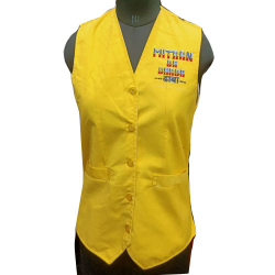 Waiter - Bearer - Bartender Vest - Kitchen Uniform Or Apparel - Sleeve-less - Made Of Premium Quality Polyester & Cotton - Yellow Color (Available Size 30 , 40 , 42 )
