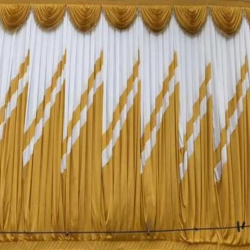10 Ft X 15 Ft - Designer Curtain - Parda - Stage Parda - Wedding Curtain - Mandap Parda - Background Curtain - Side Curtain - Made Of Bright Lycra - White & Golden