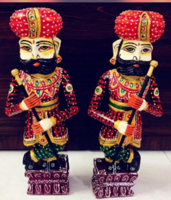 18 Inch - Wooden Hand Painted Darban Pair - Multi Color