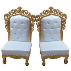 Vidhi Mandap Chair 1 Pair (2 Chairs)  - Made of Wood with Polish
