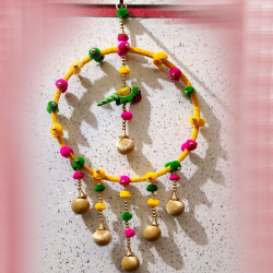 Decorative Wall Hanging Jhumar - 10 Inch X 16 Inch -Made Of Pom Pom Balls