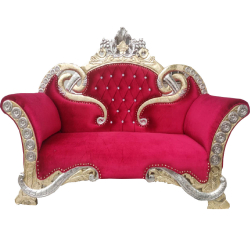 Heavy Wedding Sofa Couches - Made of Wooden & Brass Coating - Red & Golden Color