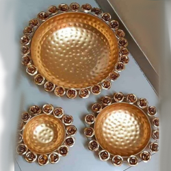 8 Inch  X 12 Inch X 14 Inch - Decorative Handicraft Urli Thali -  Made of Iron - Golden Color