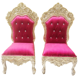 Vidhi-Mandap Chair -1 Pair (2 Chairs) - Made of wood & Brass coating