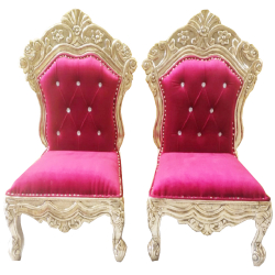 Vidhi-Mandap Chair -1 Pair (2 Chairs) - Made of wood & Brass coating