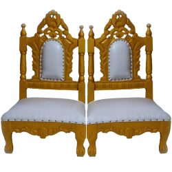 Vidhi Mandap Chair 1 Pair (2 Chairs)  - Made of Wood with Polish