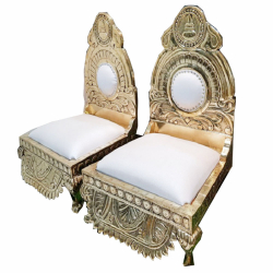 Vidhi-Mandap Chair -1 Pair (2 Chairs) - Made Of Wood & Brass Coating